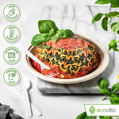 100% Compostable Paper Plates [9 in.] – 150 Disposable Plates Eco Friendly Sturdy Tree Free Liquid and Heat Resistant Alternative to Plastic or Paper Plates
