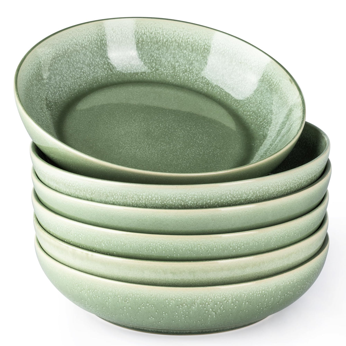 AmorArc 8.5’’ Ceramic Pasta Bowls Set of 4, 36oz Large Stoneware Bowls Set | Large Dinner Serving Bowls Set, Wide Bowl Plate for Pasta,Salad, Soup, Microwave Safe, Reactive Glaze-Cappuccino