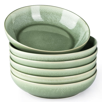 AmorArc 8.5’’ Ceramic Pasta Bowls Set of 4, 36oz Large Stoneware Bowls Set | Large Dinner Serving Bowls Set, Wide Bowl Plate for Pasta,Salad, Soup, Microwave Safe, Reactive Glaze-Cappuccino