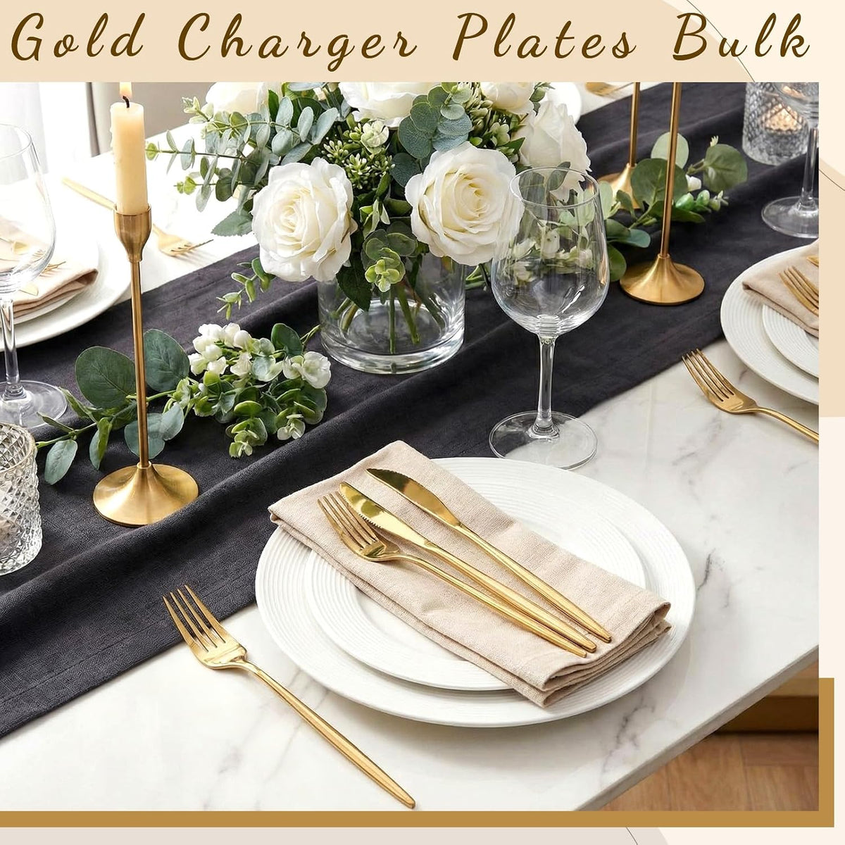 100 Pcs Gold Forks and Knives Cutlery Set Stainless Steel Steak Knives Forks Flatware Royal Silverware Set for Wedding Party Restaurant Dishwasher Safe