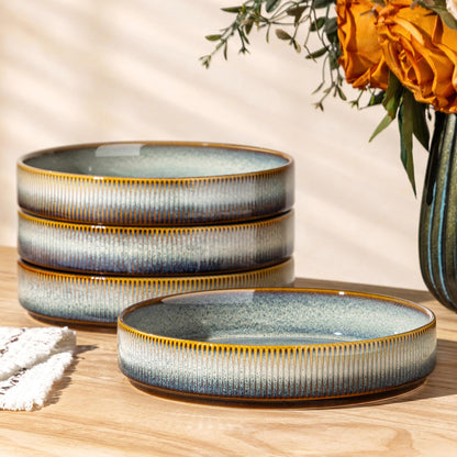 8.5" Ceramic Pasta Bowls Set of 4, Salad Bowls | Versatile Serving Bowls for Pasta, Salad, Fruit & Noodles, Housewarming & Wedding Gift, Mocha Brown