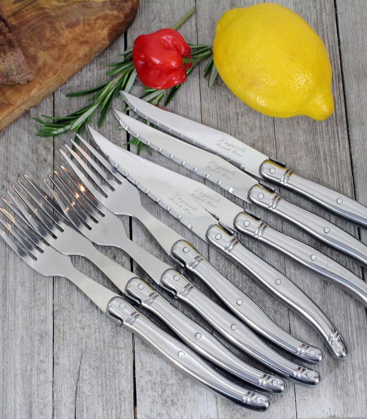Laguiole 8-Piece Stainless Steel Steak Knife and Fork Set