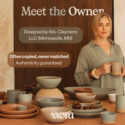 Mora Medium Bowls Set of 4, 28oz Ceramic Pottery Everyday Bowls - Microwave, Oven and Dishwasher Safe - Terracotta