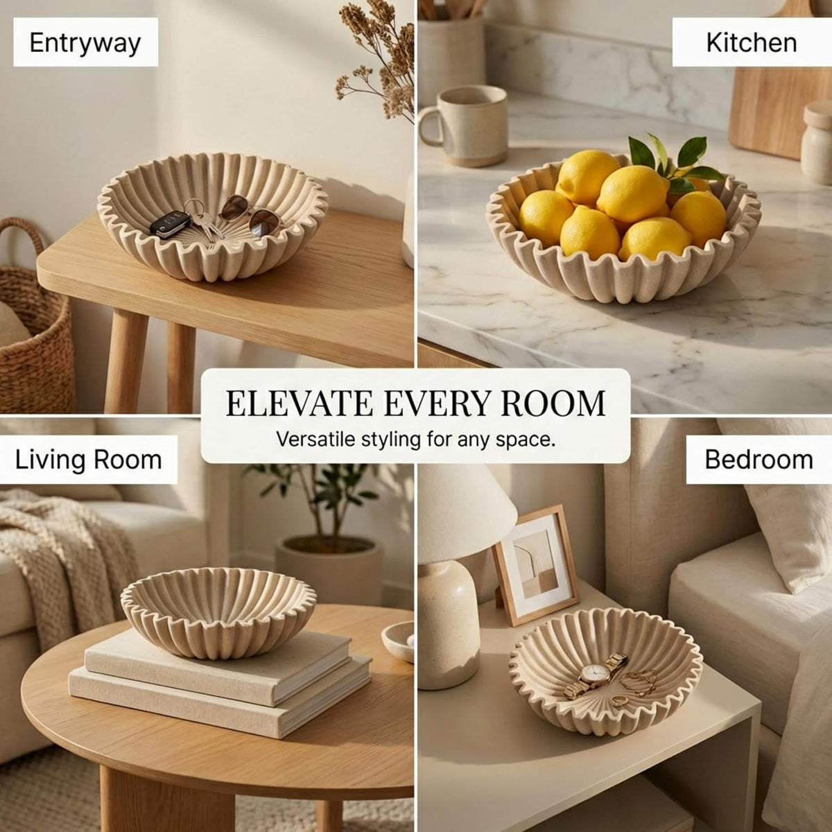 OAKOA Large Decorative Bowl for Home Decor - Key Bowl for Entryway Table