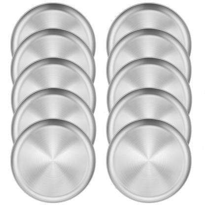 Homikit 6 Pack Stainless Steel Plate Set, 10.2 Inch Metal Dinner Plates for Kids Children Adult, Round Camping Plates for Serving Dishes Dessert Salad, Reusable & Unbreakable, Dishwasher Safe