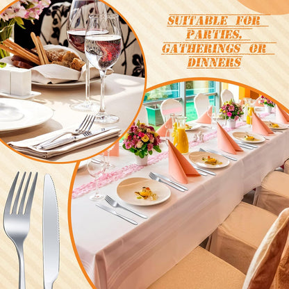 Nuenen 200 Pcs Forks and Knives Stainless Steel Silverware Set Include 100 Dinner Forks and 100 Knives Flatware tableware Cutlery Set for Home Restaurant, Mirror Polished, Dishwasher Safe