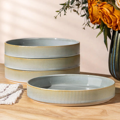 8.5" Ceramic Pasta Bowls Set of 4, Salad Bowls | Versatile Serving Bowls for Pasta, Salad, Fruit & Noodles, Housewarming & Wedding Gift, Mocha Brown