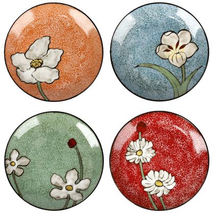 Ceramic Dinner Plates Set of 4, 11 Inch Underglaze Painting Large Porcelain Plates, Salad Plates-Microwave, Oven and Dishwasher Safe, Scratch Resistant