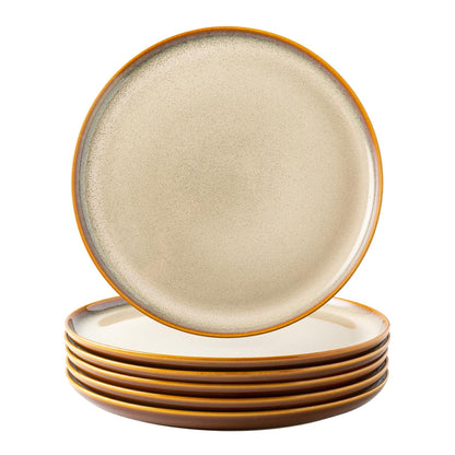 LERATIO Ceramic Dinner Plates Set of 4,10.5 Inch Reactive Glaze Plate Sets | Porcelain Modern Shape Dinnerware Dishes Set for Kitchen,Microwave&Dishwasher&Oven Safe,Scratch Resistant-Blue