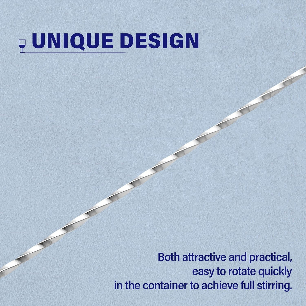 Bar Spoon Cocktail Mixing Stirrers, 2Pcs, 12” Long Handle, Silver | 18/8 Stainless Steel, Long Drink Spoons, for Stirring Coffee & Cocktails