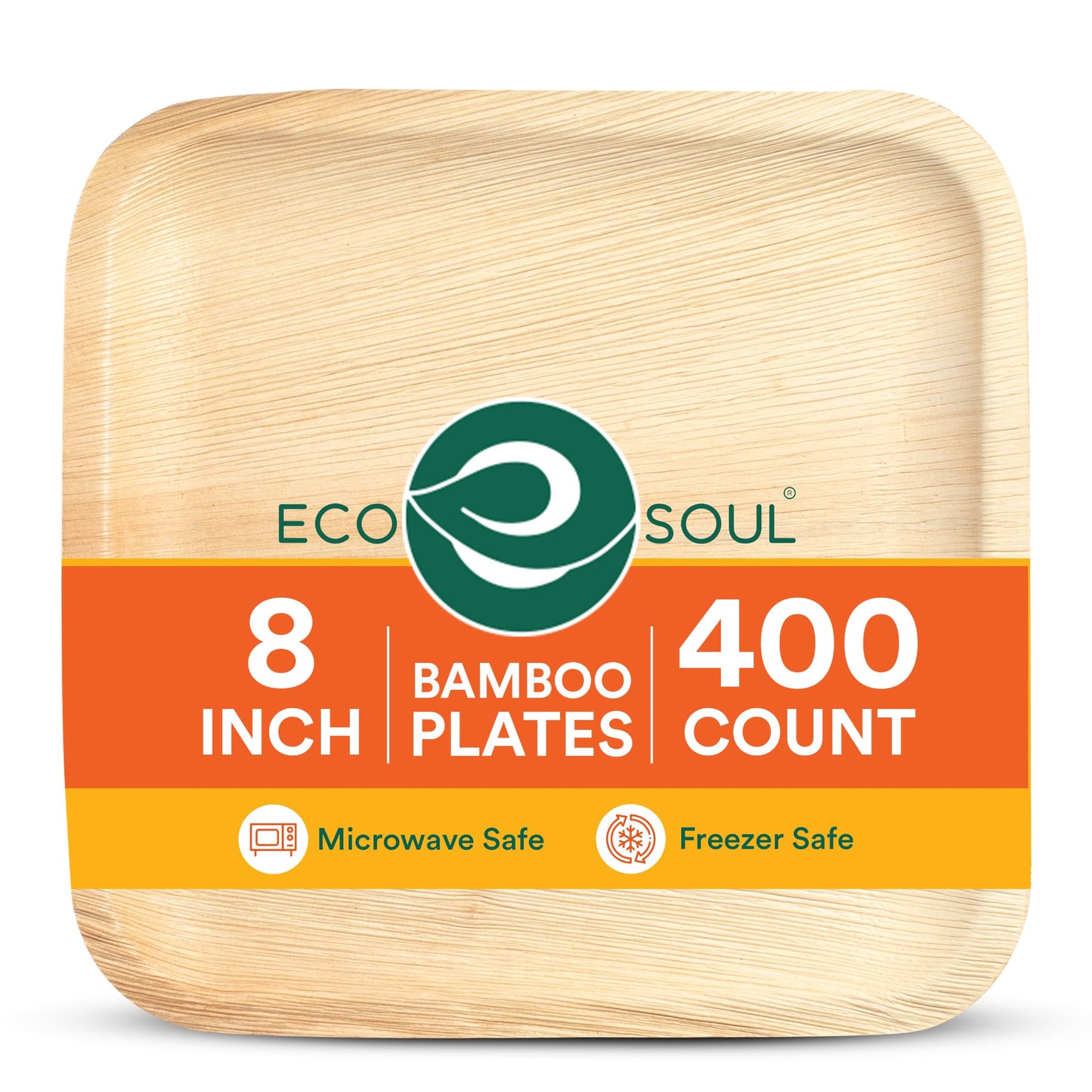 ECO SOUL 6 Inch Disposable Bamboo Plates (100 Pack, Square) | Premium, Natural, Food-Safe, Heavy Duty, Compostable, Eco-Friendly, Biodegradable, Best For Events, Parties, Weddings, BBQs