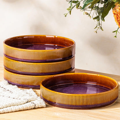 8.5" Ceramic Pasta Bowls Set of 4, Salad Bowls | Versatile Serving Bowls for Pasta, Salad, Fruit & Noodles, Housewarming & Wedding Gift, Mocha Brown