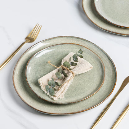 AmorArc Ceramic Dinner Plates Set of 6, 10.5 Inch Stoneware Plates Set | Handmade Reactive Glaze Plates, Rustic Shape Dinnerware Dish Set for Kitchen, Microwave & Dishwasher Safe, Scratch Resistant
