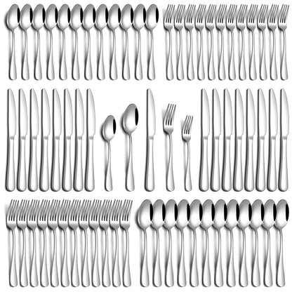 PHILIPALA 30 Piece Silverware Set, Stainless Steel Flatware Set for 6 Food Grade Novelty Flatware Cutlery Utensil Set Include Knife Fork Spoon Mirror Polished Dishwasher Safe