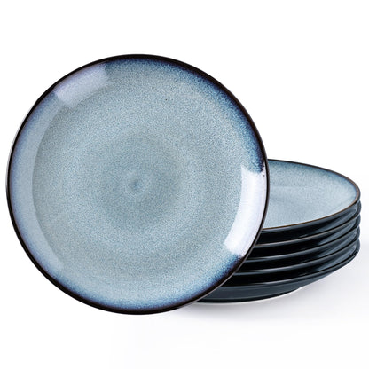 LERATIO Ceramic Dinner Plates Set of 6,10.5 Inch Reactive Glaze Plates | Porcelain Coupe Shape Dinnerware Dishes Set for Kitchen,Oven& Microwave & Dishwasher Safe,Scratch Resistant-Gray Blue