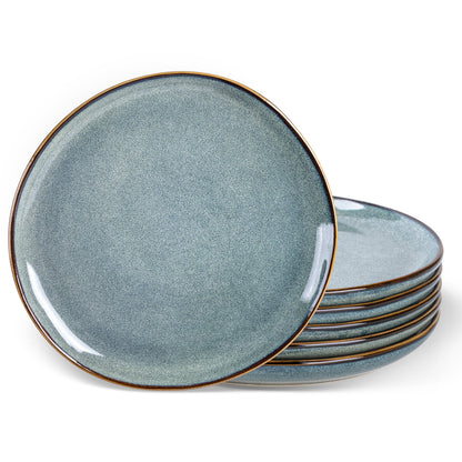AmorArc Ceramic Plates Set of 6,8.5 Inch Stoneware Small Dinner Plates Set | Handmade Reactive Glaze Rustic Plates s for Dessert,Salad,Appetizer,Dinner ,Microwave & Dishwasher Safe,Scratch Resistant
