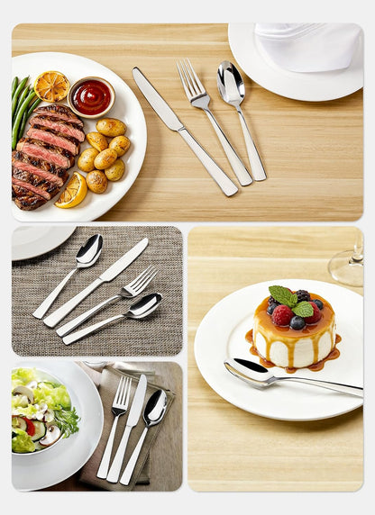 Silverware Set for 8, 45 Piece Stainless Steel Kitchen Utensils Cutlery Set | Gift Package for Wedding Housewarming, Heavy-Duty Steak Knife Fork and Spoon, Dishwasher Safe, Ergonomic Design, Flatware Set