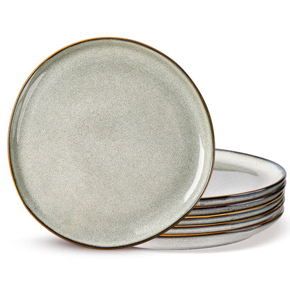 AmorArc Ceramic Plates Set of 6,8.5 Inch Stoneware Small Dinner Plates Set | Handmade Reactive Glaze Rustic Plates s for Dessert,Salad,Appetizer,Dinner ,Microwave & Dishwasher Safe,Scratch Resistant