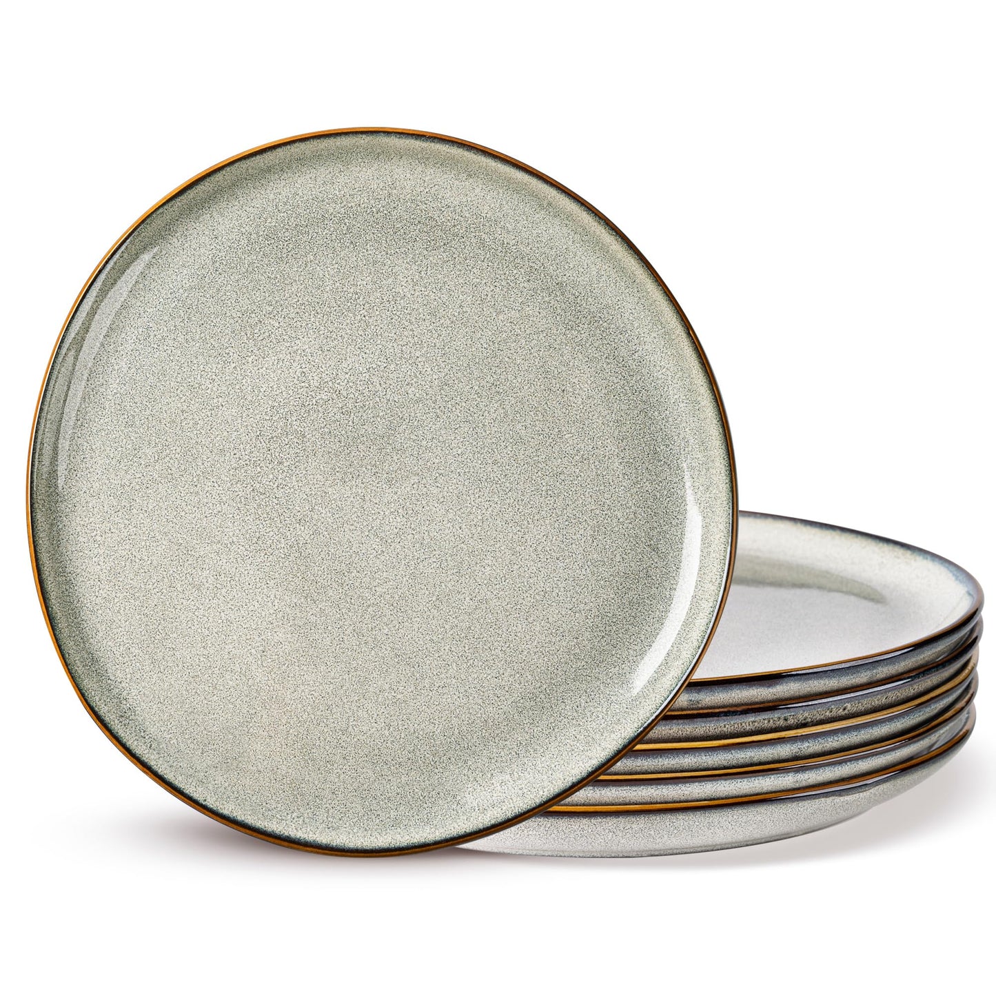 AmorArc Ceramic Dinner Plates Set of 6, 10.5 Inch Stoneware Plates Set | Handmade Reactive Glaze Plates, Rustic Shape Dinnerware Dish Set for Kitchen, Microwave & Dishwasher Safe, Scratch Resistant