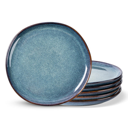 AmorArc Ceramic Dinner Plates Set of 6, 10.5 Inch Stoneware Plates Set | Handmade Reactive Glaze Plates, Rustic Shape Dinnerware Dish Set for Kitchen, Microwave & Dishwasher Safe, Scratch Resistant