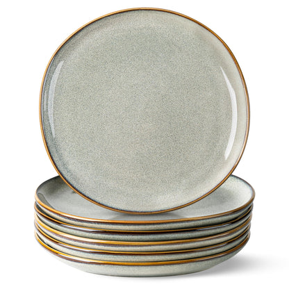 AmorArc Ceramic Dinner Plates Set of 6, 10.5 Inch Stoneware Plates Set | Handmade Reactive Glaze Plates, Rustic Shape Dinnerware Dish Set for Kitchen, Microwave & Dishwasher Safe, Scratch Resistant