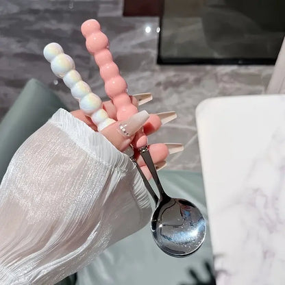 2pcs Colored Pearl Spoon, Modern Home Use Rice Spoon, Small Soup Spoon, Culinary Cutlery