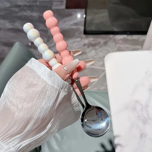 2pcs Colored Pearl Spoon, Modern Home Use Rice Spoon, Small Soup Spoon, Culinary Cutlery