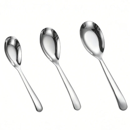 3Pcs Stainless Steel Soup Spoon Set Premium Aesthetic Tableware Silverware for SpoonTok Dessert Cake Wedding Christmas Family Dinner, Suitable for outdoor use