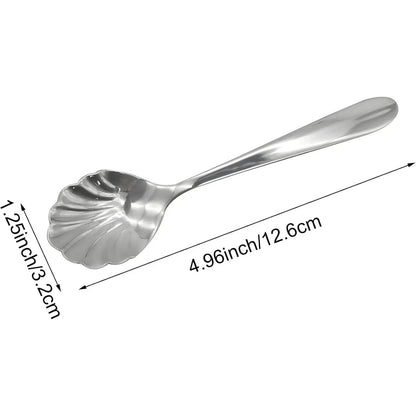 2-Piece Vintage Shell-Shaped Spoons, 4.96-inch 18/10 Stainless Steel Cutlery for Afternoon Tea & Dessert, Shell Shape, Baby, 4.96In, No Warning Applicable, Tableware, Two Piece Set