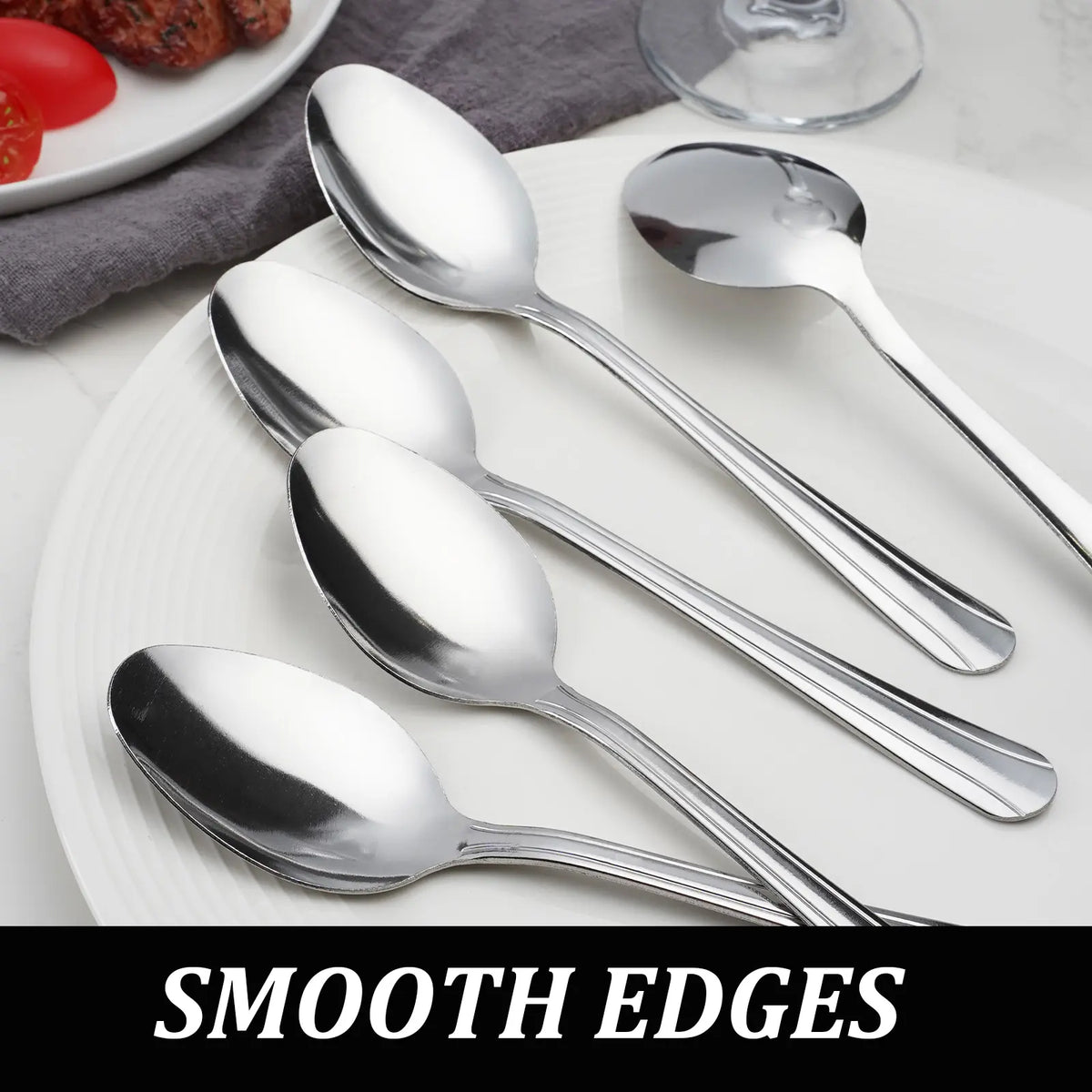 60pcs Halloween Silver Spoons Set - Mirror-Shine Look, Mirror-Polished Stainless Steel, Everyday Wear-Resistant, Solid Finish, Dishwasher Safe Cutlery Tableware for Parties, Special Events Business Use