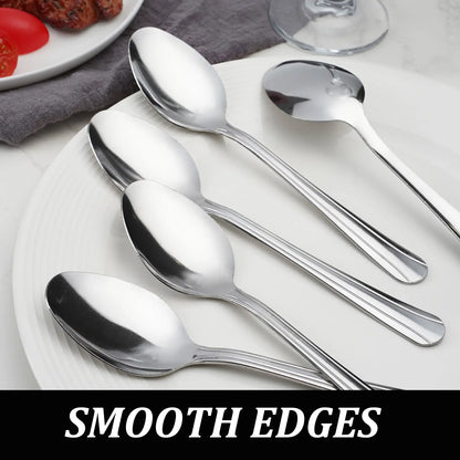 60pcs Halloween Silver Spoons Set - Mirror-Shine Look, Mirror-Polished Stainless Steel, Everyday Wear-Resistant, Solid Finish, Dishwasher Safe Cutlery Tableware for Parties, Special Events Business Use