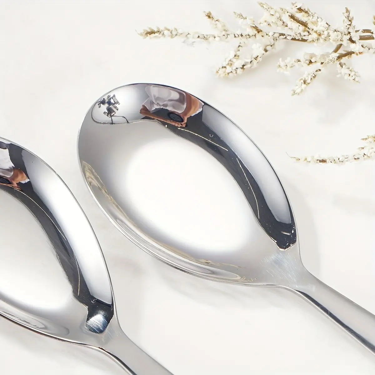 3Pcs Stainless Steel Soup Spoon Set Premium Aesthetic Tableware Silverware for SpoonTok Dessert Cake Wedding Christmas Family Dinner, Suitable for outdoor use