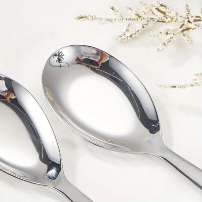 3Pcs Stainless Steel Soup Spoon Set Premium Aesthetic Tableware Silverware for SpoonTok Dessert Cake Wedding Christmas Family Dinner, Suitable for outdoor use