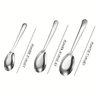 3Pcs Stainless Steel Soup Spoon Set Premium Aesthetic Tableware Silverware for SpoonTok Dessert Cake Wedding Christmas Family Dinner, Suitable for outdoor use