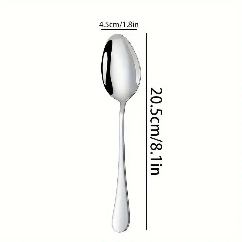 Stainless Steel Dessert Spoon Set, 12pcs Durable Metal Spoon, Culinary Cutlery, Utensils, Mirror Polished Spoon, Dishwasher Safe Spoon, Soup Spoon, Spoons Set for Home, Kitchen & Restaurant