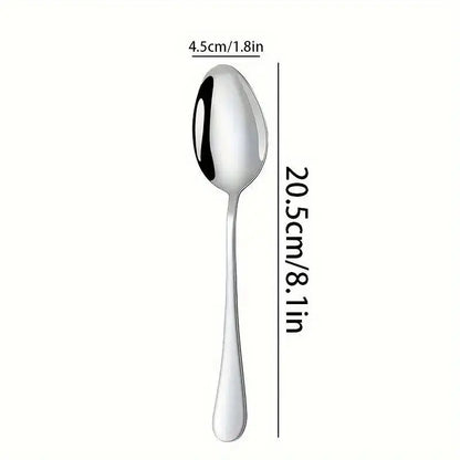 Stainless Steel Dessert Spoon Set, 12pcs Durable Metal Spoon, Culinary Cutlery, Utensils, Mirror Polished Spoon, Dishwasher Safe Spoon, Soup Spoon, Spoons Set for Home, Kitchen & Restaurant