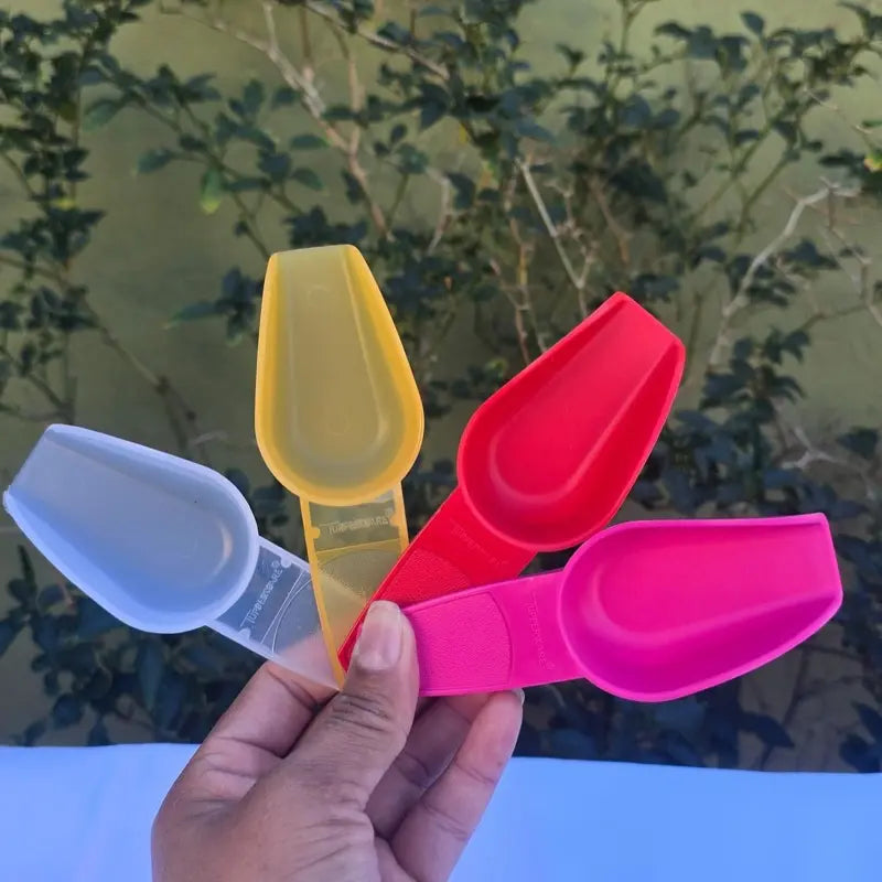 Vintage-Style Spoon in Yellow Pink Red & Transparent 5 1/4 Inches for Serving Seeds Nuts Flour Kitchen Essential