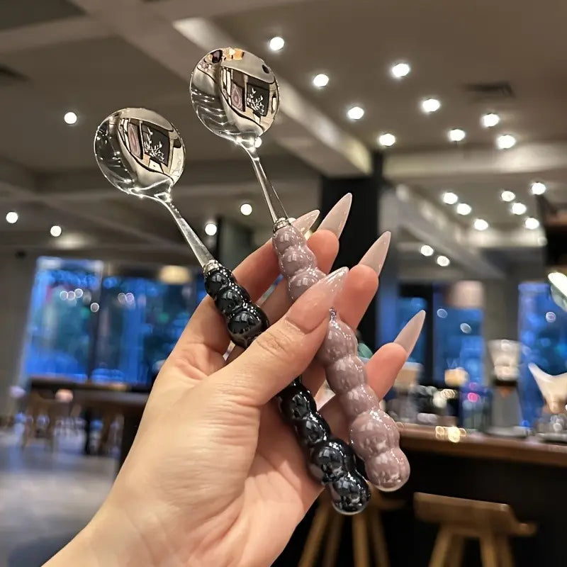 2pcs Colored Pearl Spoon, Modern Home Use Rice Spoon, Small Soup Spoon, Culinary Cutlery