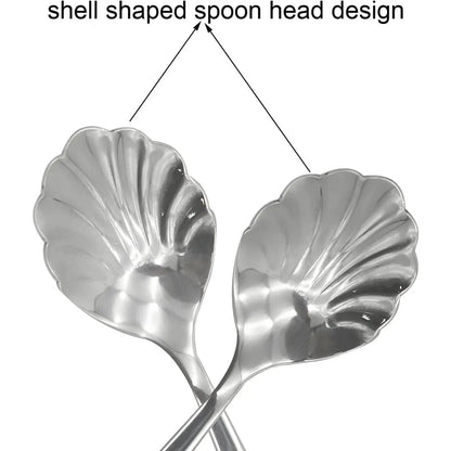 2-Piece Vintage Shell-Shaped Spoons, 4.96-inch 18/10 Stainless Steel Cutlery for Afternoon Tea & Dessert, Shell Shape, Baby, 4.96In, No Warning Applicable, Tableware, Two Piece Set