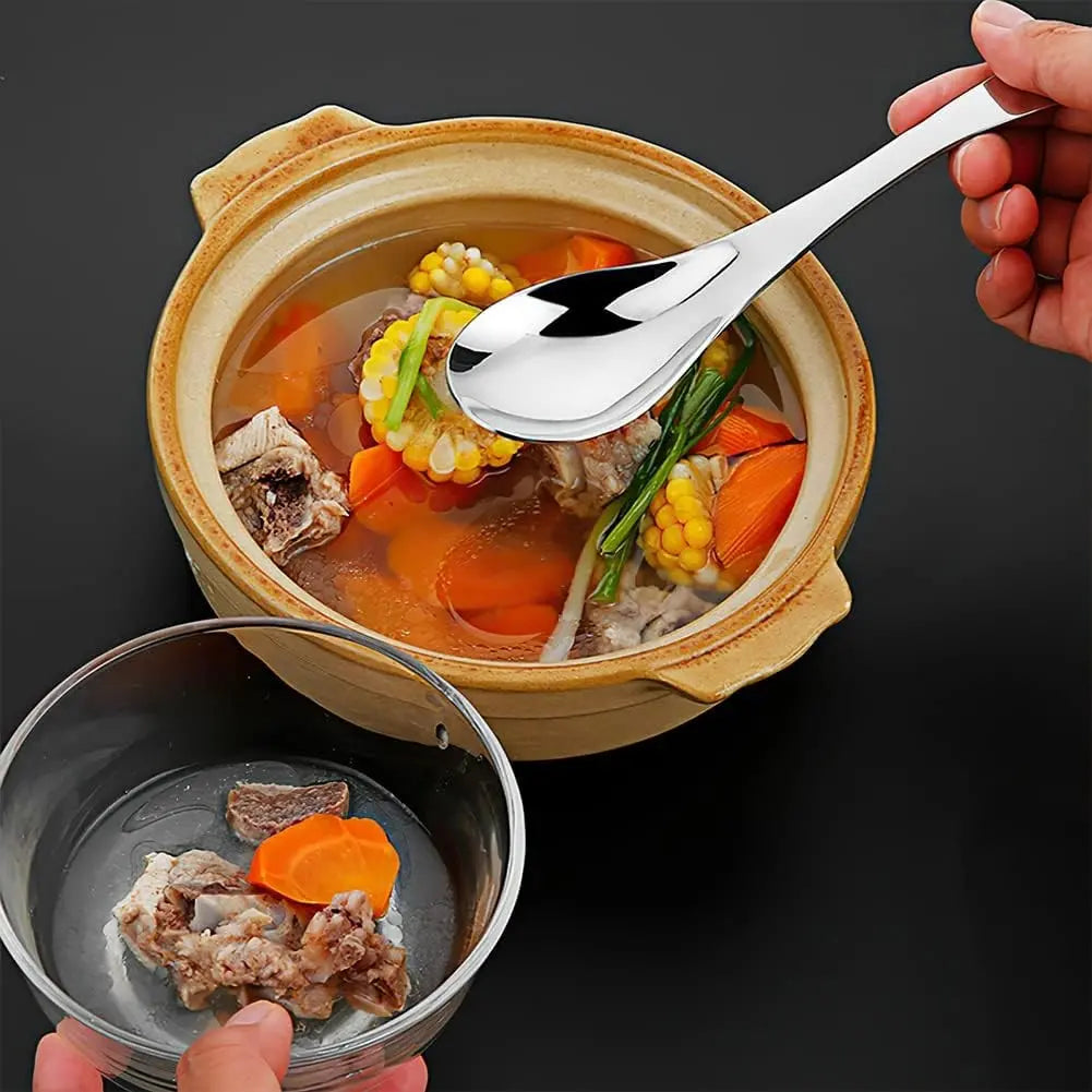 Stainless Steel Spoon Set, Home Restaurant School Soup Spoons, Thick Short Handle, Korean Style Asian Soup Spoons, 3 Pieces